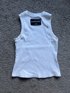 $595 Brandon Maxwell white the Jane ribbed tank top size M